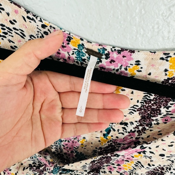 Free People Miss Right Cream & Purple Floral Print Mini Dress with Front Keyhole - Picture 12 of 12